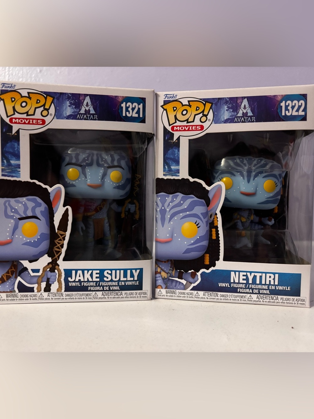 Funko Avatar Jake Sully & Neytiri Blue Vinyl Pop! Figures with Yellow Eyes